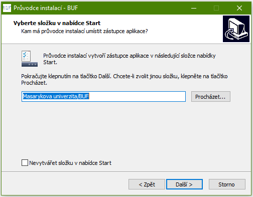 Instalace - nabídka start