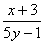 zlomek s itatelem x+3 a jmenovatelem 5y-1