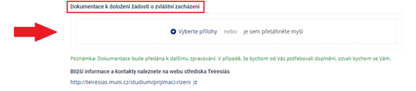 výstřižek z přihlášky (doložení dokumentace)